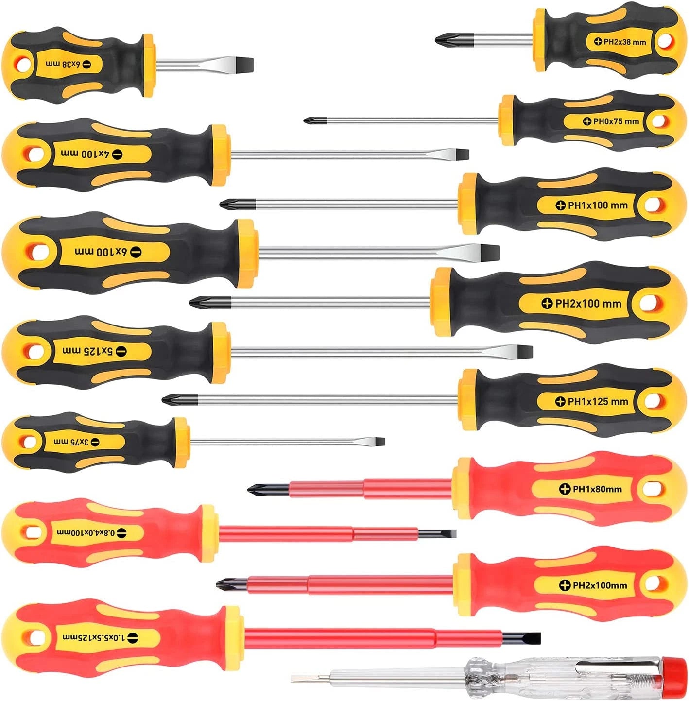 10Pcs Magnetic Screwdrivers Set,5 Phillips and 5 Slotted Tips Professional Cushi