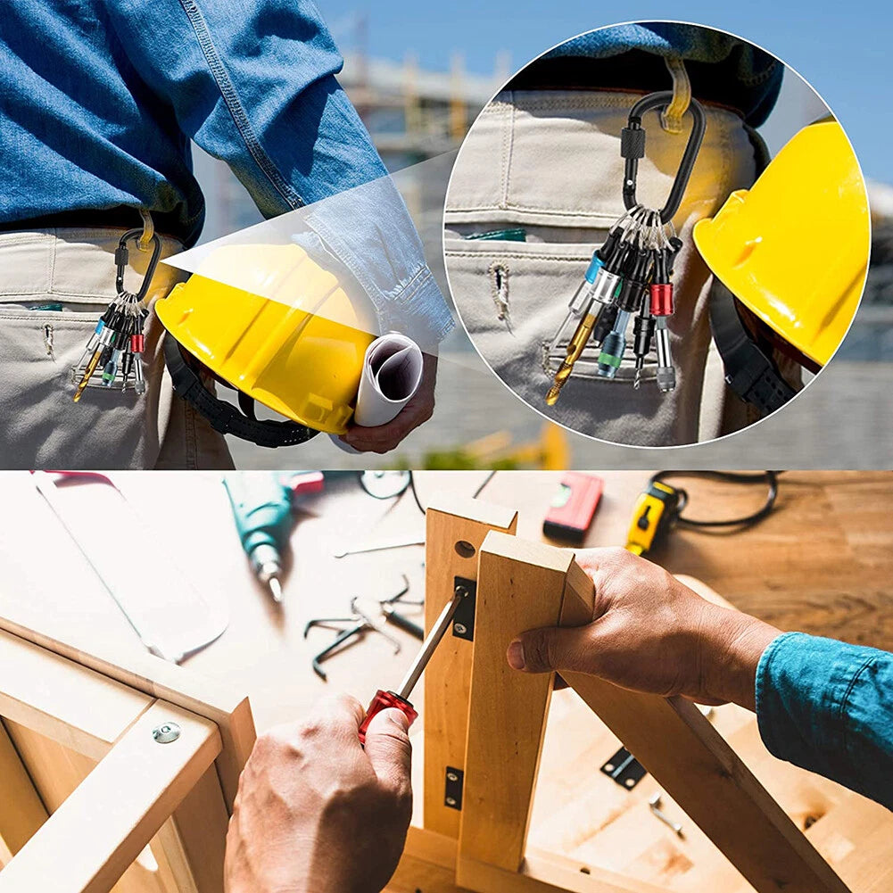 12PCS 1/4" Hex Shank Quick Release Keychain Screwdriver Drill Bit Holder Bit Set