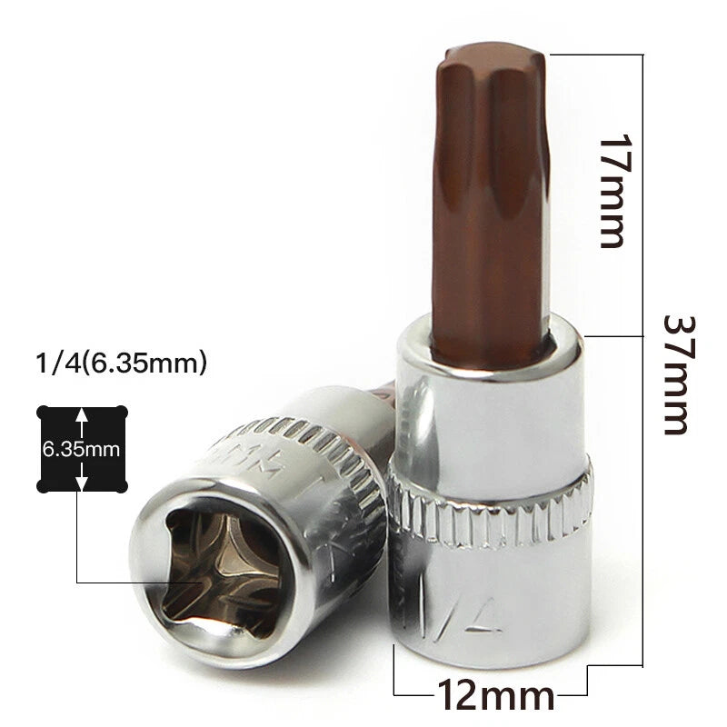 1/4in Square Driver Impact Bit Socket Torx Phillips Pizi Slotted Hex Ratchets