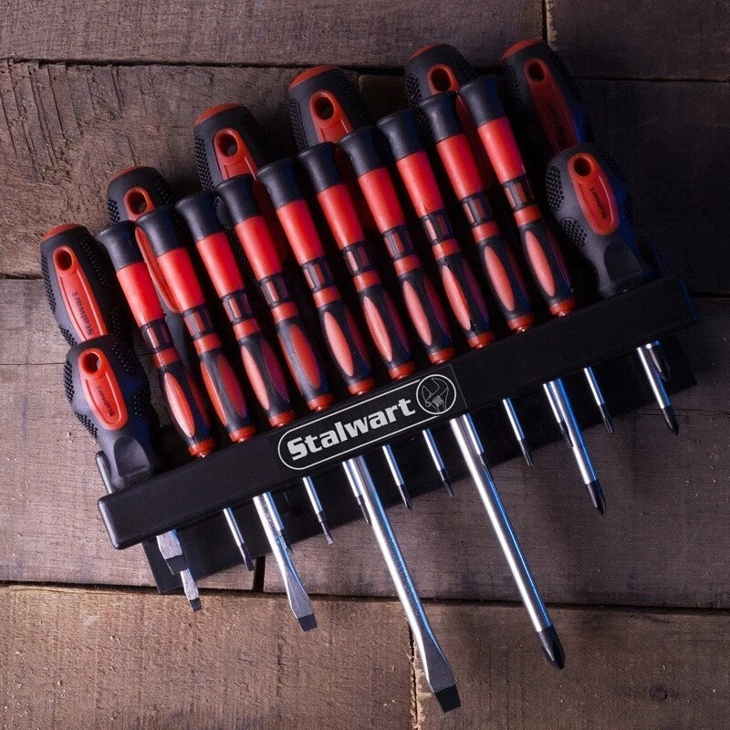 18 Piece Screwdriver Set Magnetic Tips Wall Mount Storage Precision Tool Kit New