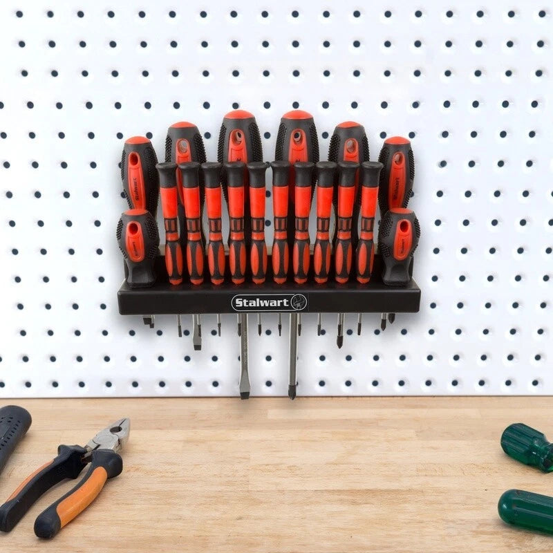 18 Piece Screwdriver Set Magnetic Tips Wall Mount Storage Precision Tool Kit New