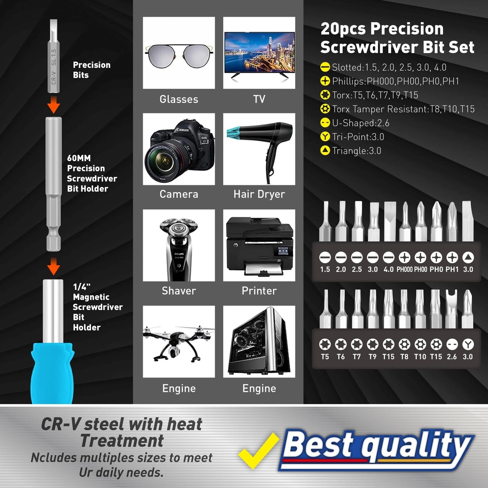 258-Piece Ultimate Screwdriver Bit Set, Chrome Vanadium Steel Driver Bit Set,...