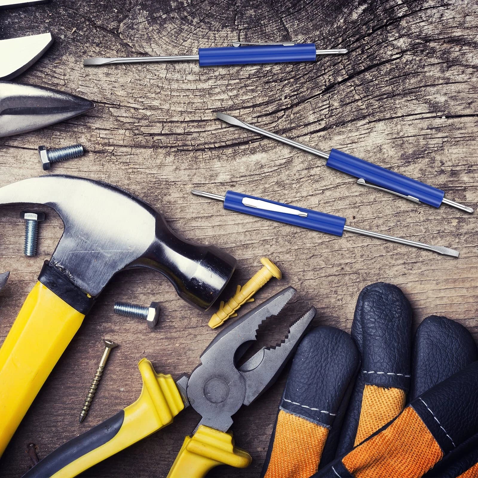 10 Pieces Pocket Screwdriver Set With Clip Double End And Slotted Twouse Screwdr