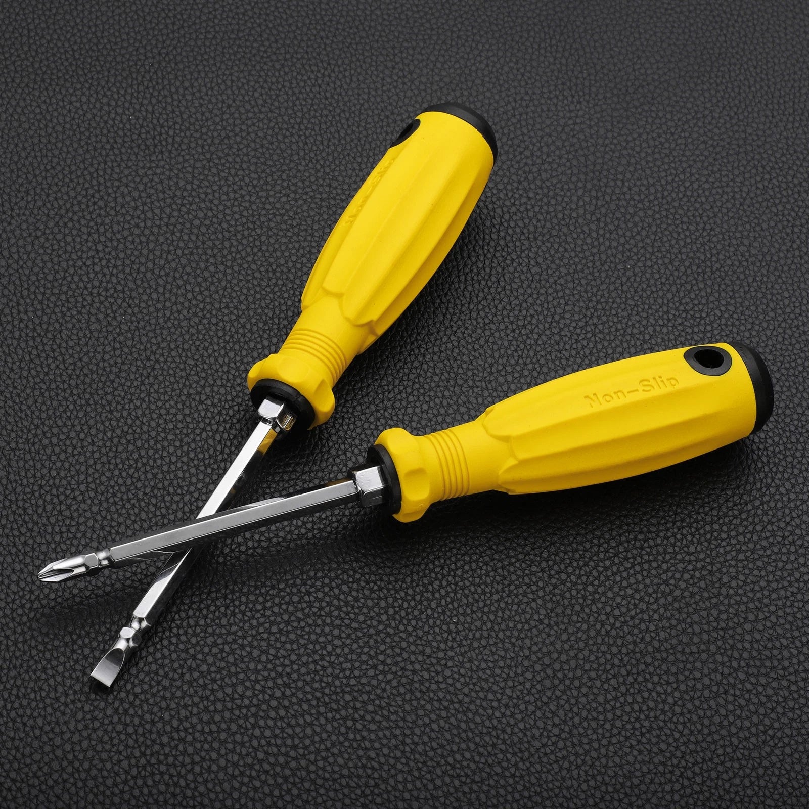 2 in 1 Screwdriver PH2 Phillips & SL3 Slotted Magnetic Screwdrivers, Yellow