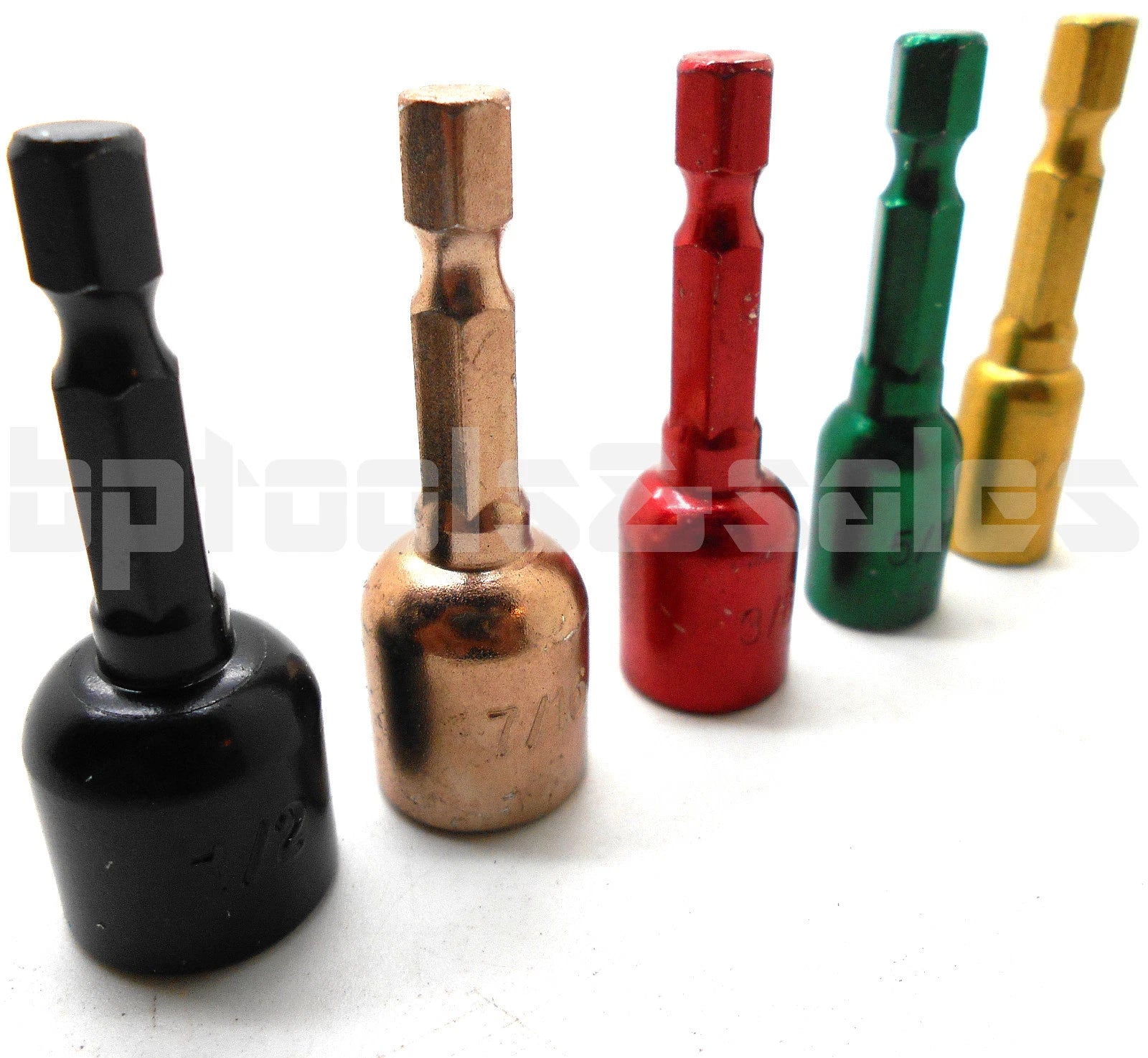 5pc Magnetic Nut Bit Driver Set Color Drill Setter 1/4" 5/16" 3/8" 7/16" 1/2"