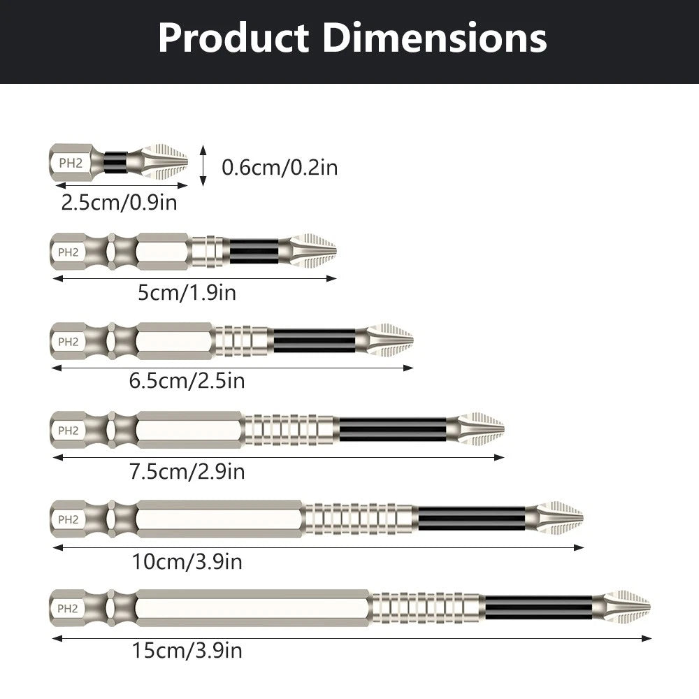 6pcs High-Magnetic Screwdriver Drill Bit Set Anti-Slip Magnetic Screwdriver Set