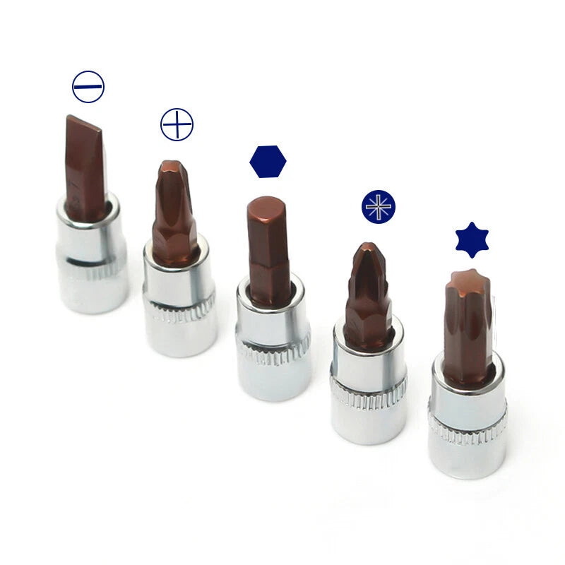 1/4in Square Driver Impact Bit Socket Torx Phillips Pizi Slotted Hex Ratchets