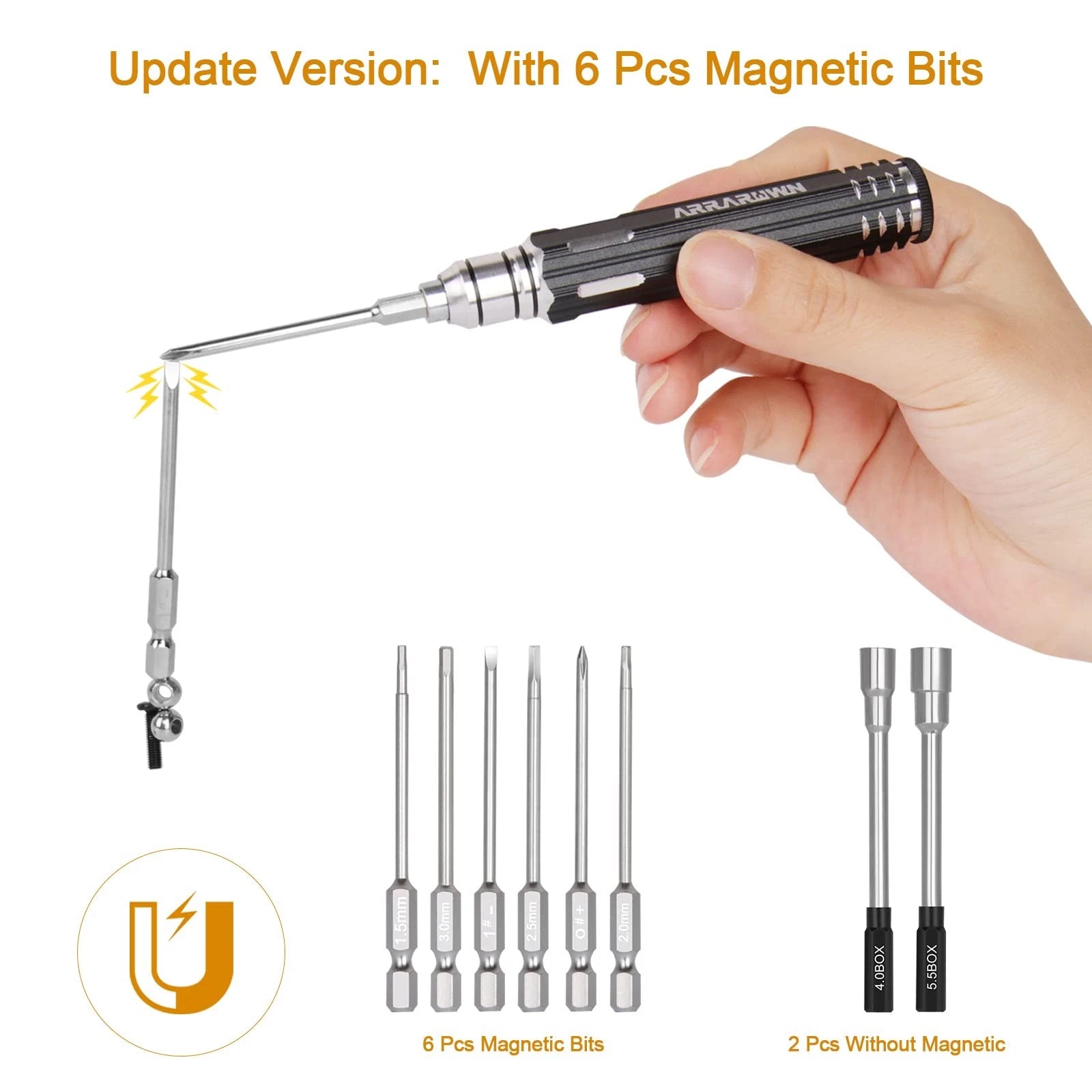 10 in 1 RC Model Repair Tools Kit with 1.5/2.0/2.5/3.0/4.0/5.5mm Hex Screwdri...