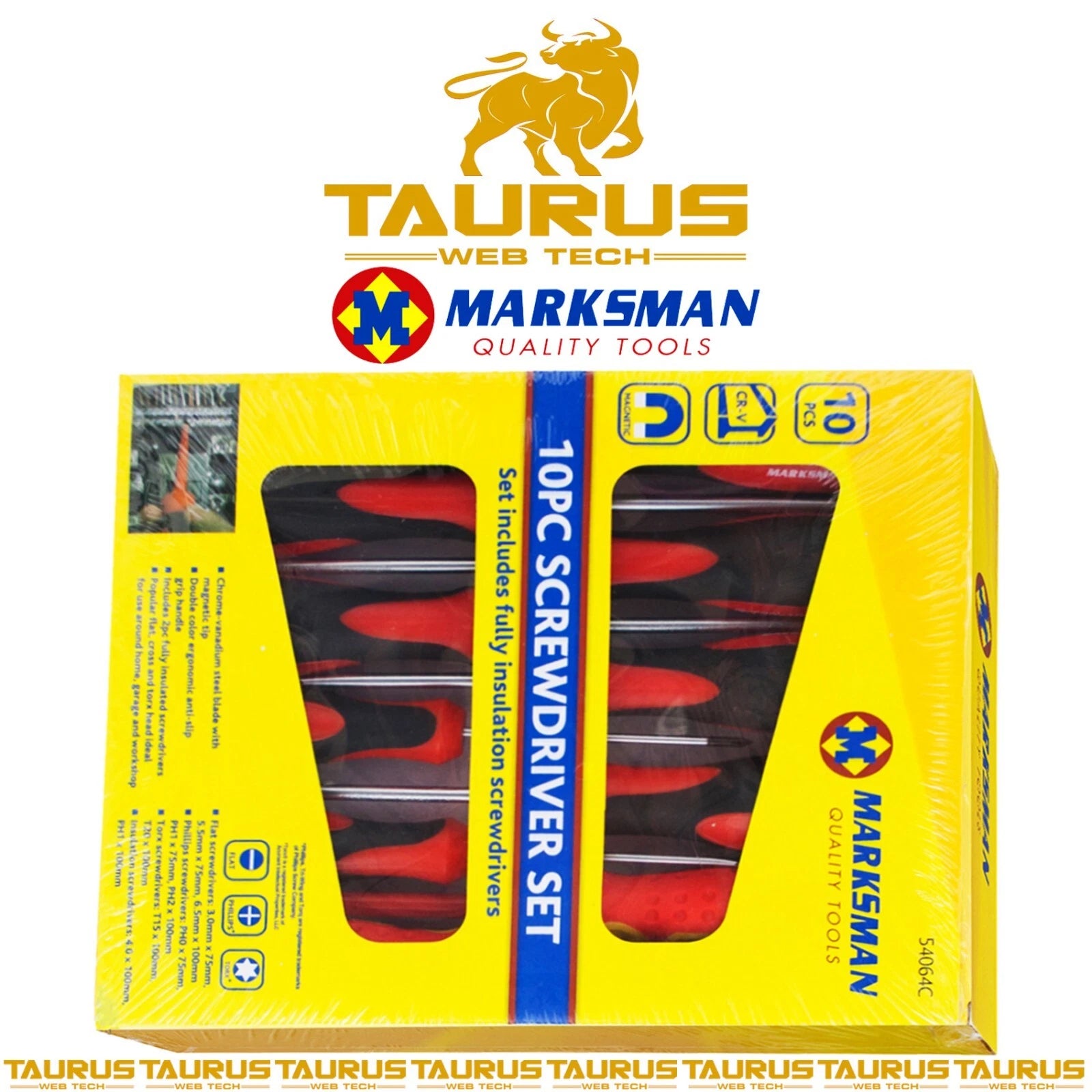 10x MARKSMAN Fully Insulated Screwdriver Set DIY CR-V Magnetic Electrician Tools