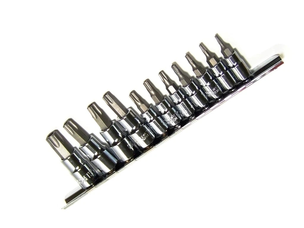 11 pc 5-POINT Security Star Bit Socket Set Torx Star Tamper Proof Bits w/ holder