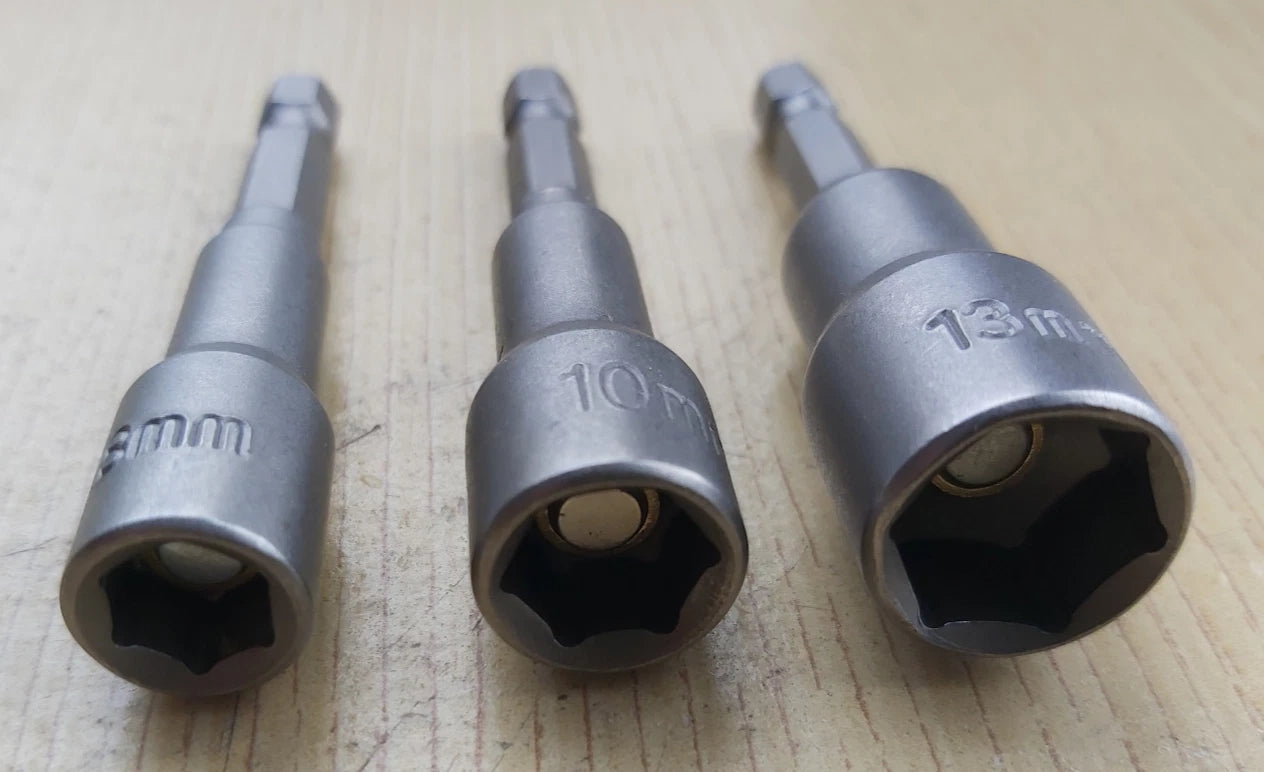 1/4" 8mm 10mm 13mm Hex Magnetic Nut Driver for Impact Drill Coach Bolts Screws