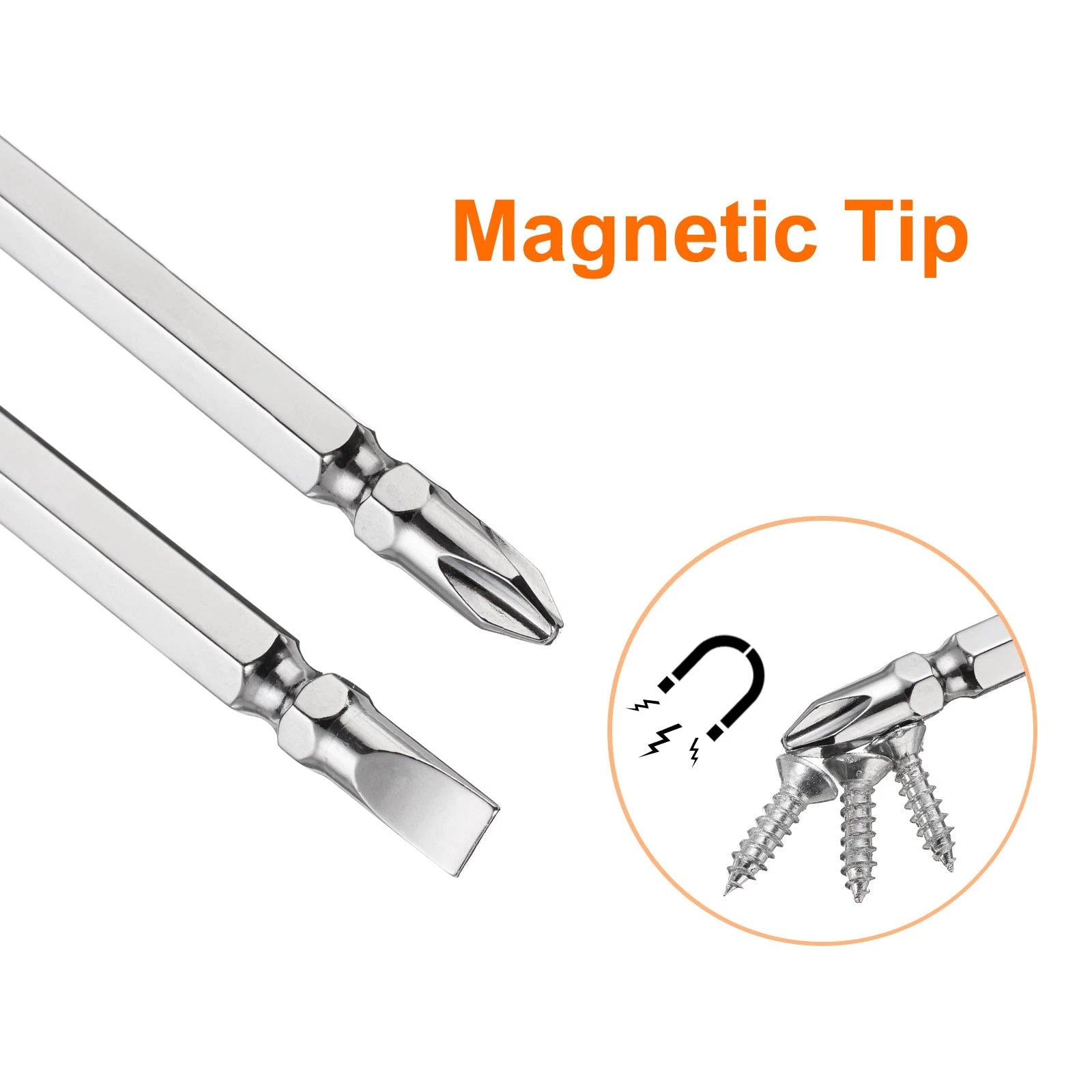 2 in 1 Screwdriver PH2 Phillips & SL3 Slotted Magnetic Screwdrivers, Yellow