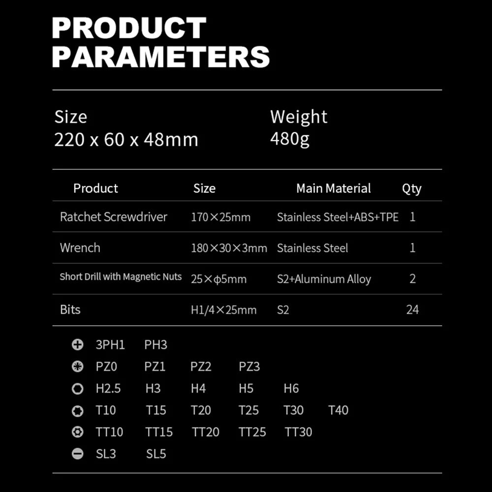 28-in-1 Multifunctional 50Nm Torque Ratchet Screwdriver Set E0