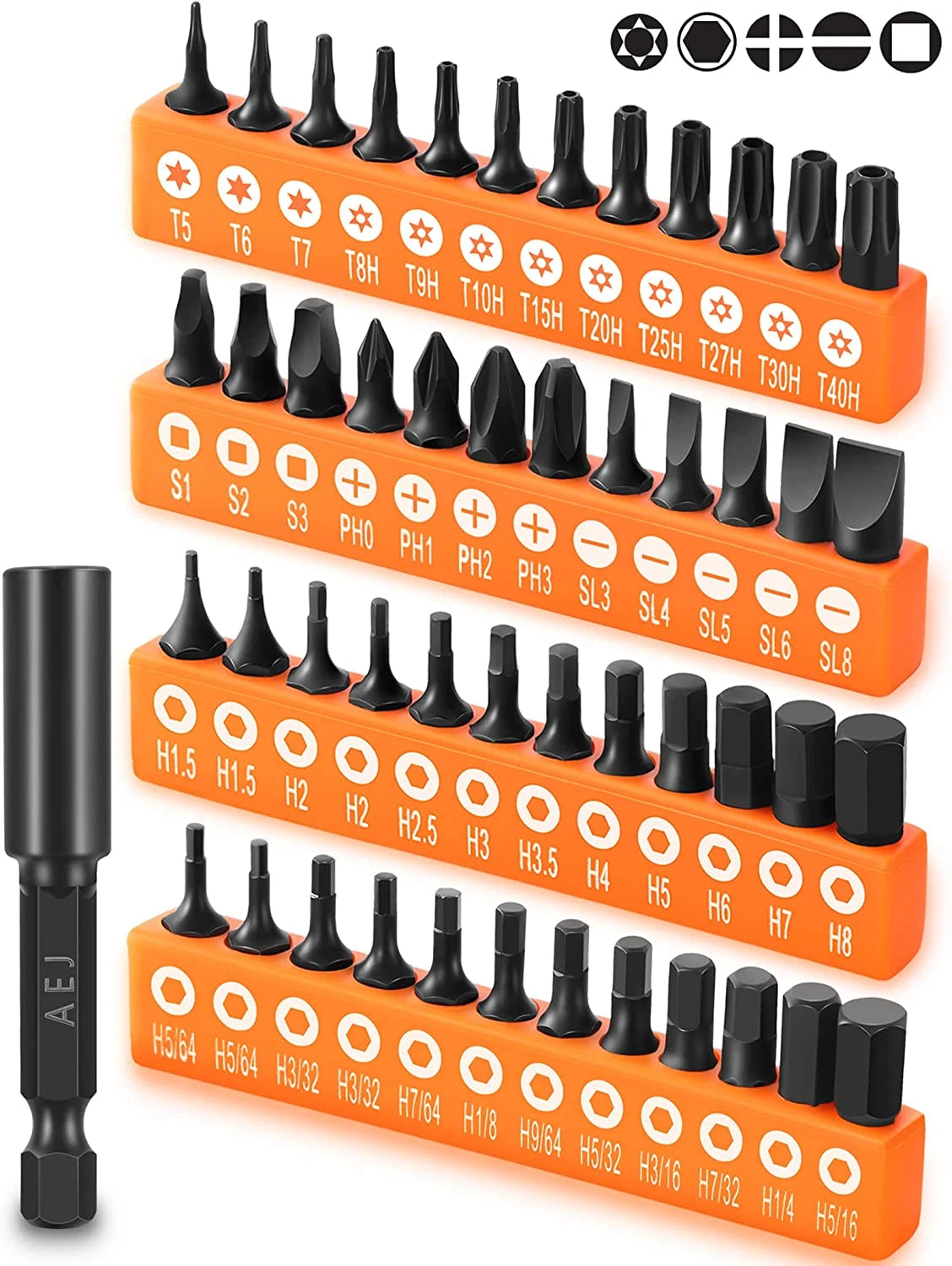 49-Pack Screwdriver Bit Set, Hex Head Drill Bit Set, Torx Square Slotted Phillip
