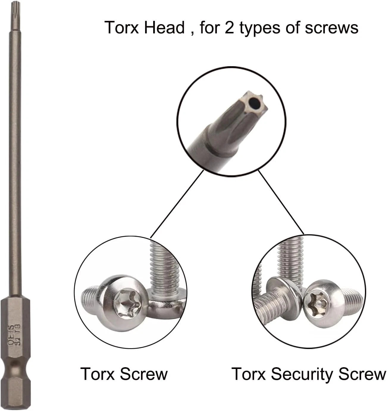 11x Torx Star Head Hex Shank Screwdriver Drill Bit Tool Set Driver Large Torque