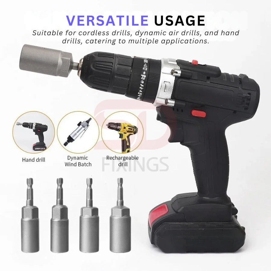 5 x Deep Bolt 8mm Nut Driver Bit Set 1/4" Hex Shank Impact Socket Adapter