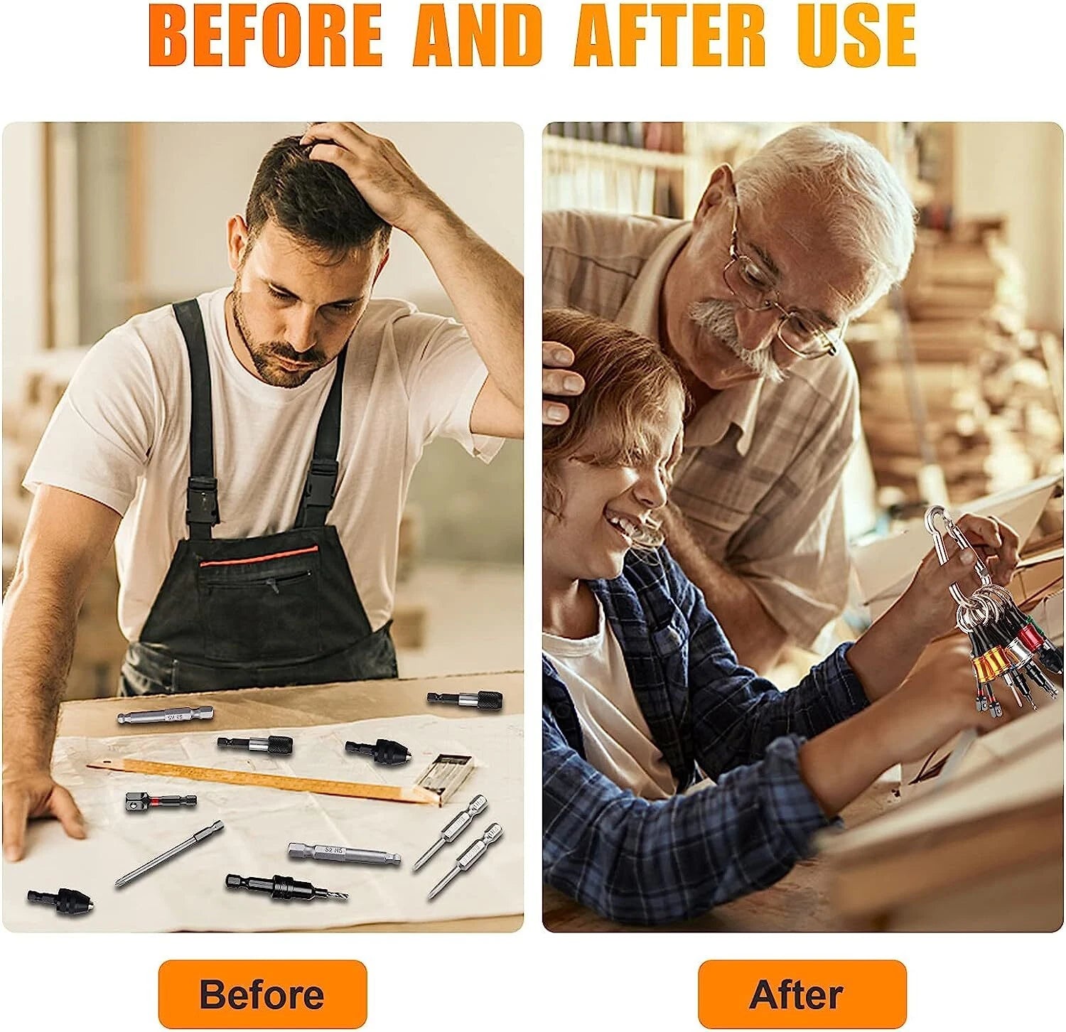 12PCS 1/4" Hex Shank Quick Release Keychain Screwdriver Drill Bit Holder Bit Set