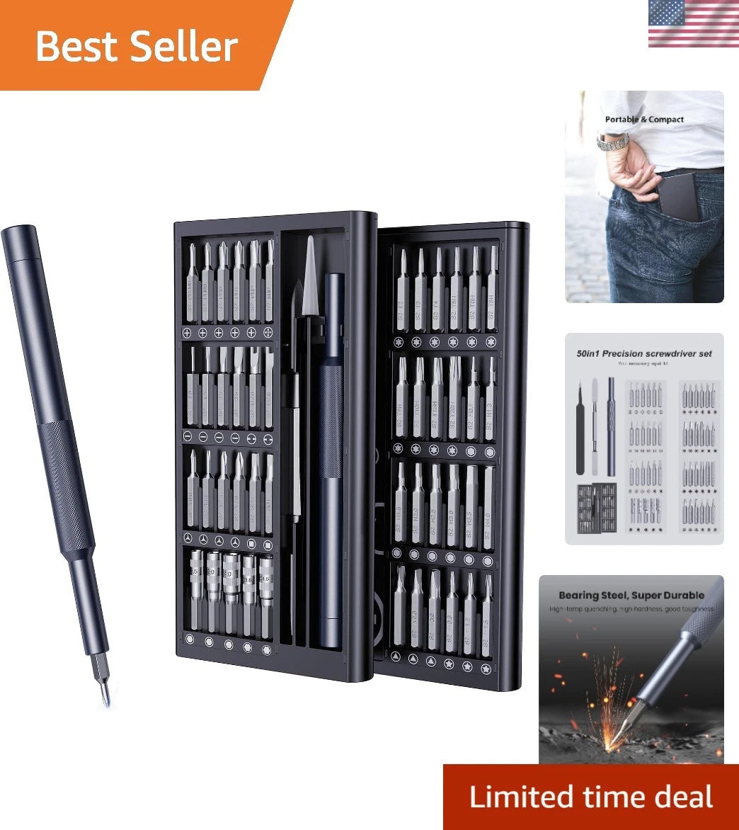 50-in-1 Magnetic Precision Screwdriver Set - Ergonomic Tool Kit for Electronics