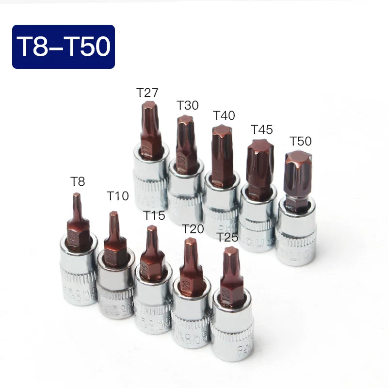 1/4in Square Driver Impact Bit Socket Torx Phillips Pizi Slotted Hex Ratchets