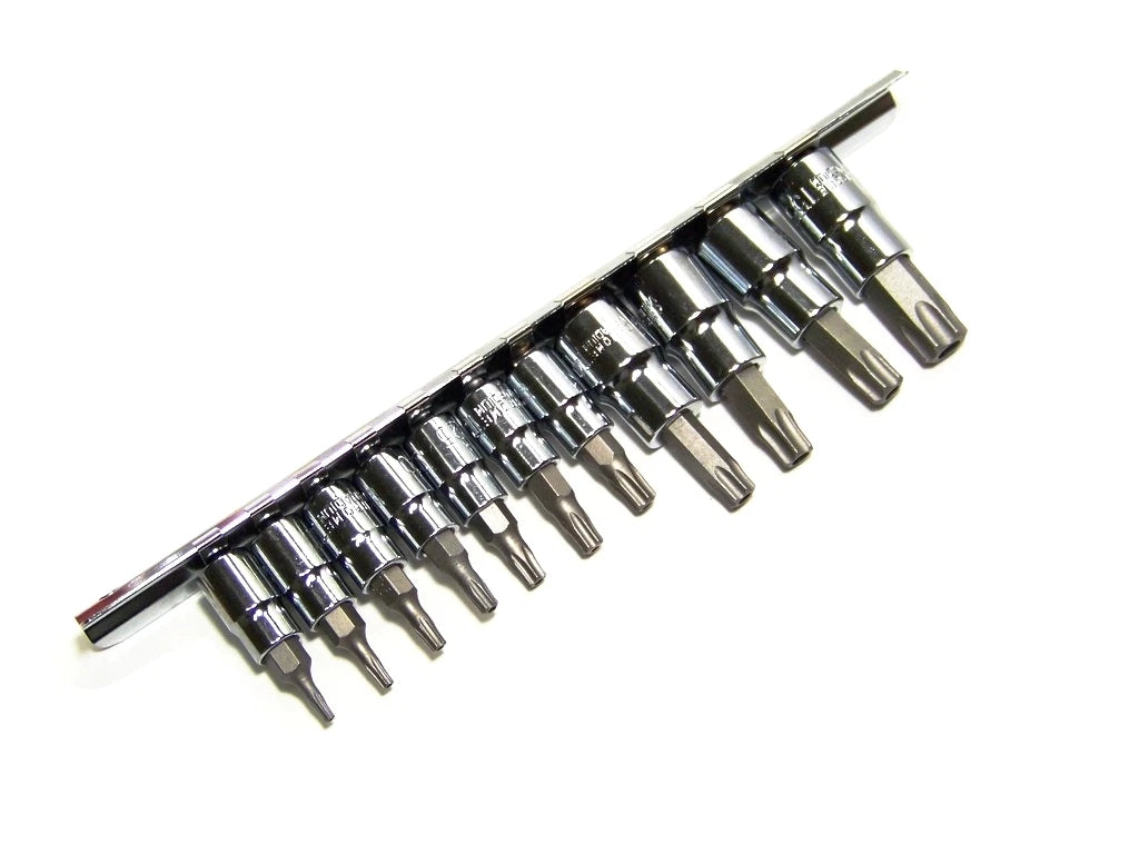 11 pc 5-POINT Security Star Bit Socket Set Torx Star Tamper Proof Bits w/ holder