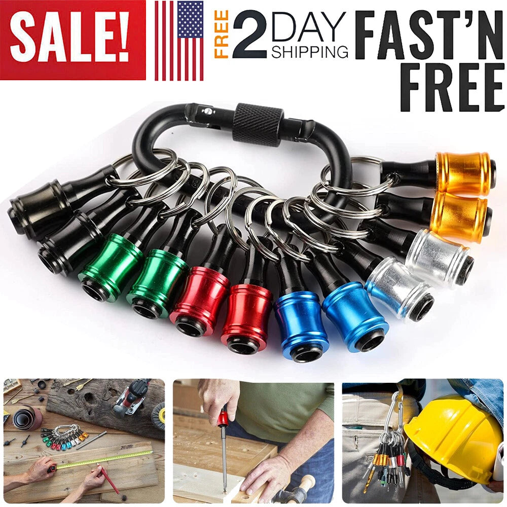 12PCS 1/4" Hex Shank Quick Release Keychain Screwdriver Drill Bit Holder Bit Set