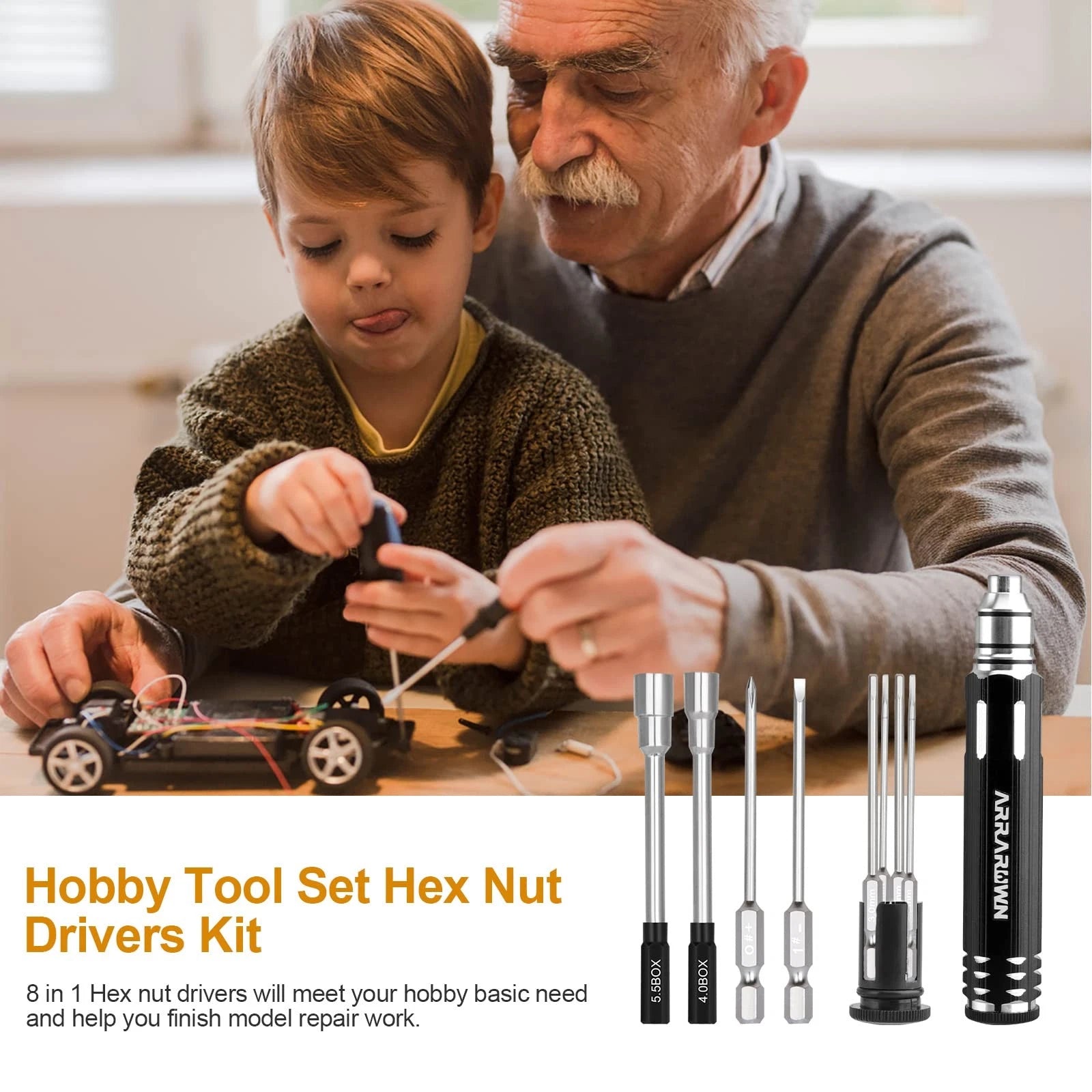 10 in 1 RC Model Repair Tools Kit with 1.5/2.0/2.5/3.0/4.0/5.5mm Hex Screwdri...