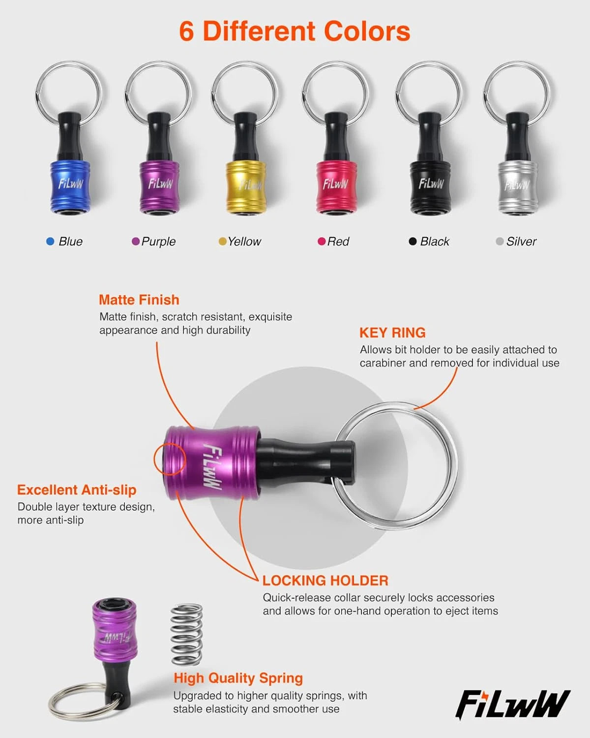 6Pcs Bit Holder Keychain Set - Quick Release Drill Adapter for Tools