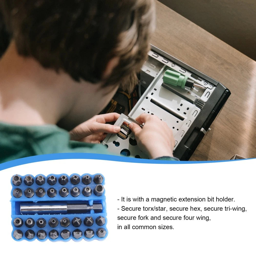 33 Pcs Security Bit Set Tamper Proof Star Screwdriver with Bit Holder