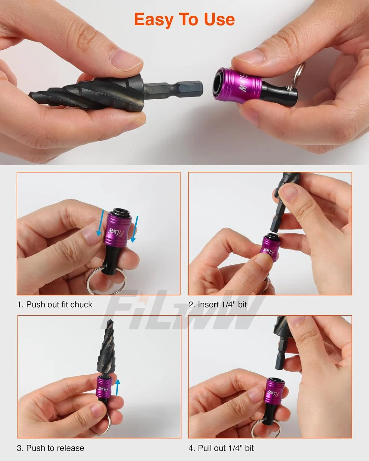 6Pcs Bit Holder Keychain Set - Quick Release Drill Adapter for Tools