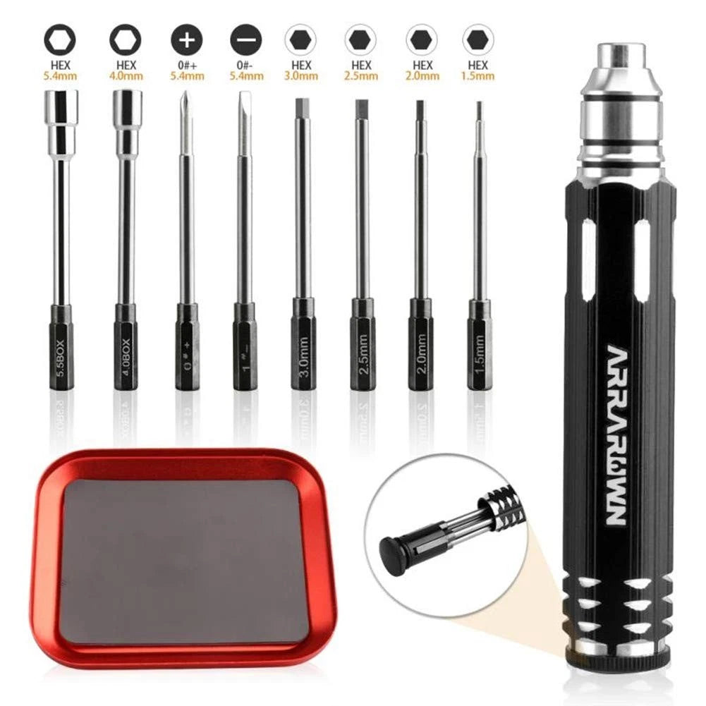 10 in 1 RC Model Repair Tools Kit with 1.5/2.0/2.5/3.0/4.0/5.5mm Hex Screwdri...