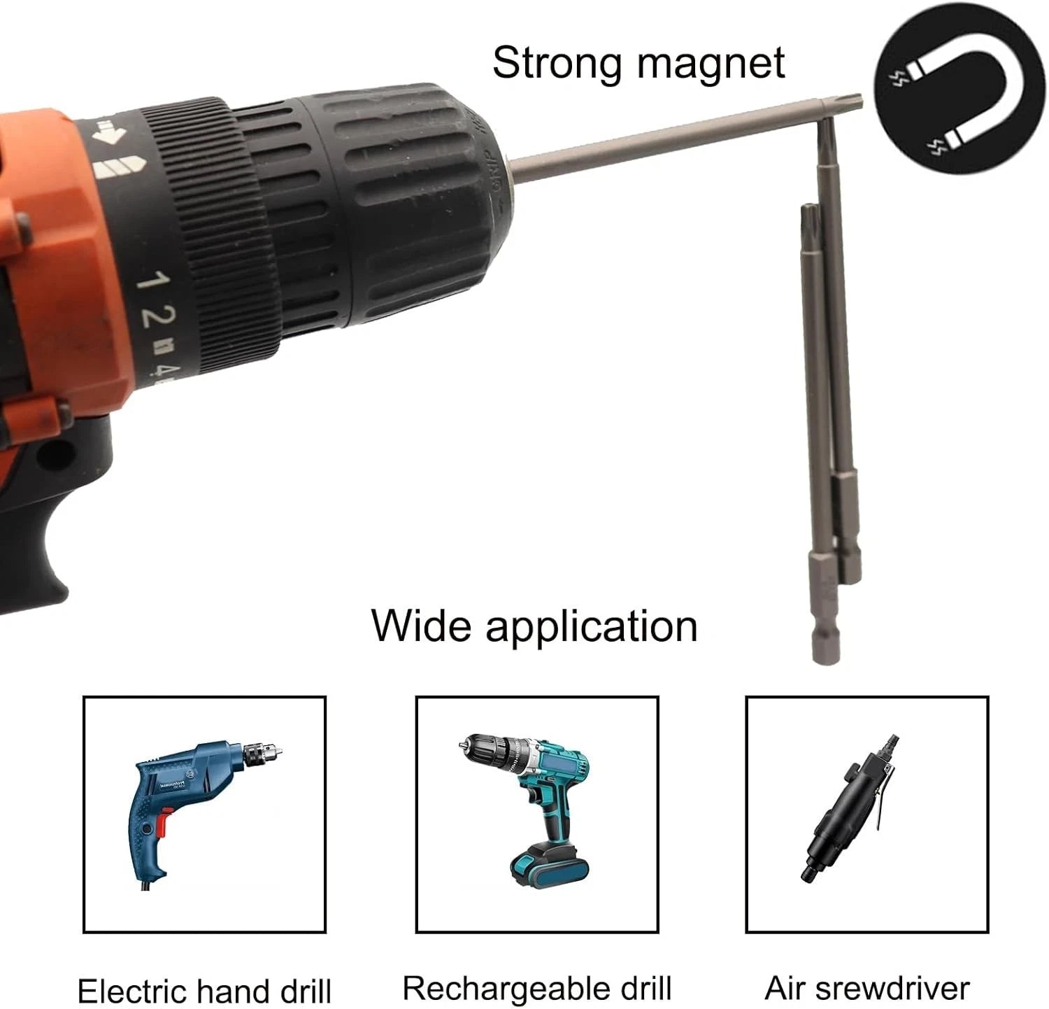 11x Torx Star Head Hex Shank Screwdriver Drill Bit Tool Set Driver Large Torque