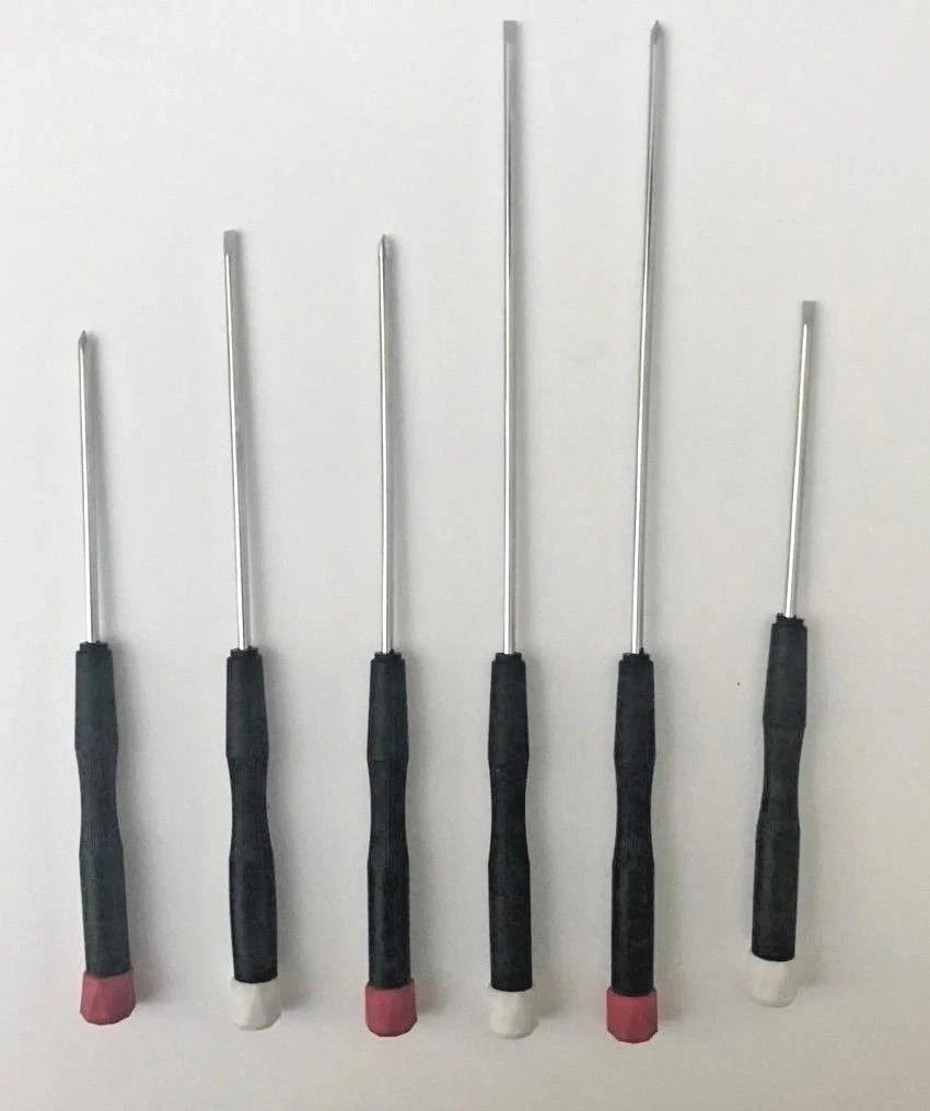 6pc Precision Screwdriver Set-Different Sizes/Heads-Long Reach Screwdrivers