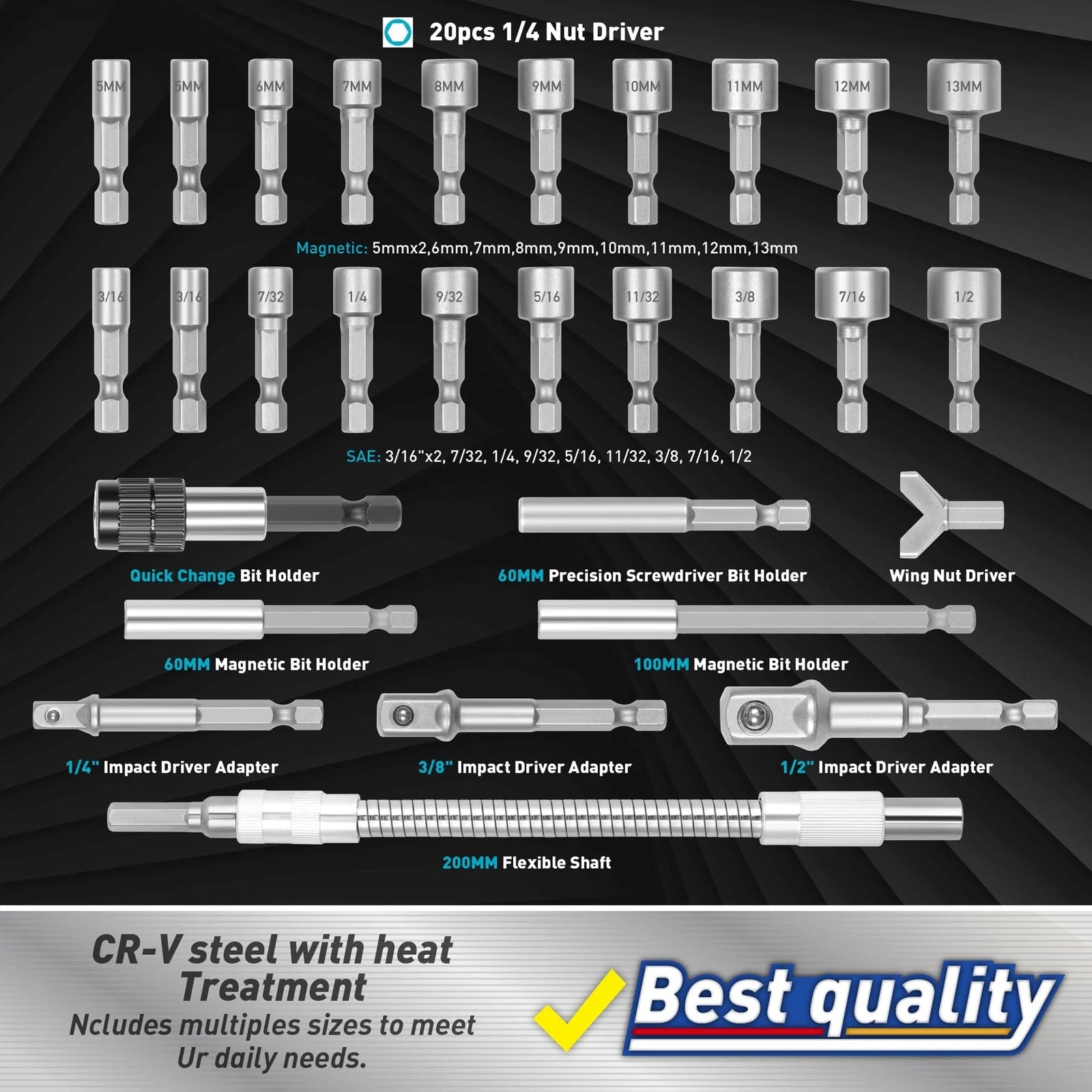 258-Piece Ultimate Screwdriver Bit Set, Chrome Vanadium Steel Driver Bit Set,...