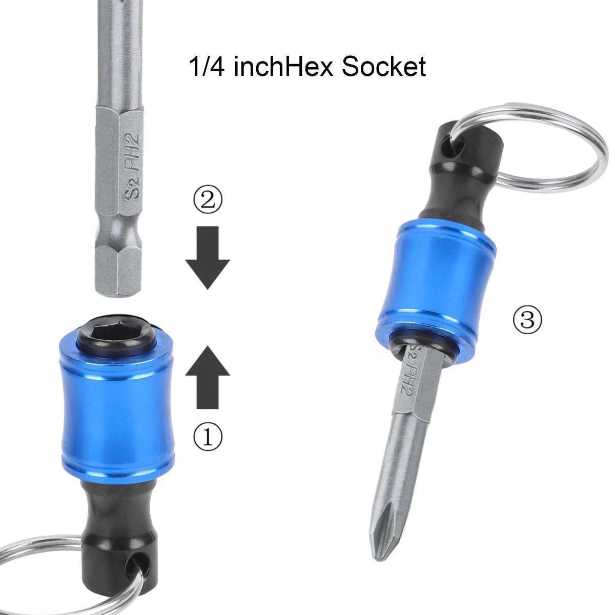 12PCS 1/4" Hex Shank Quick Release Keychain Screwdriver Drill Bit Holder Bit Set