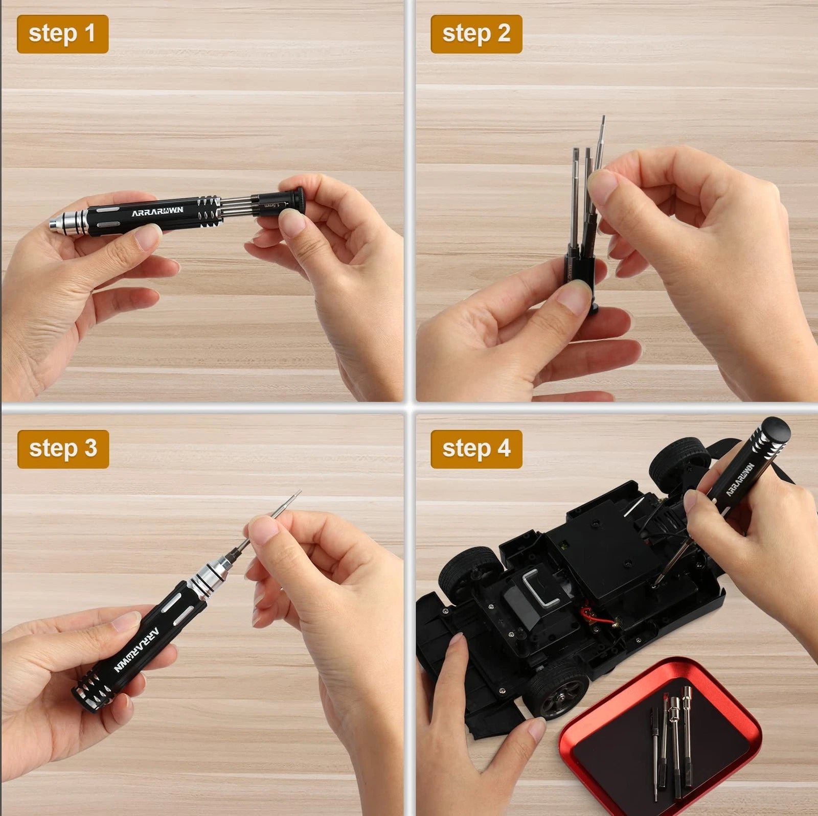 10 in 1 RC Model Repair Tools Kit with 1.5/2.0/2.5/3.0/4.0/5.5mm Hex Screwdri...