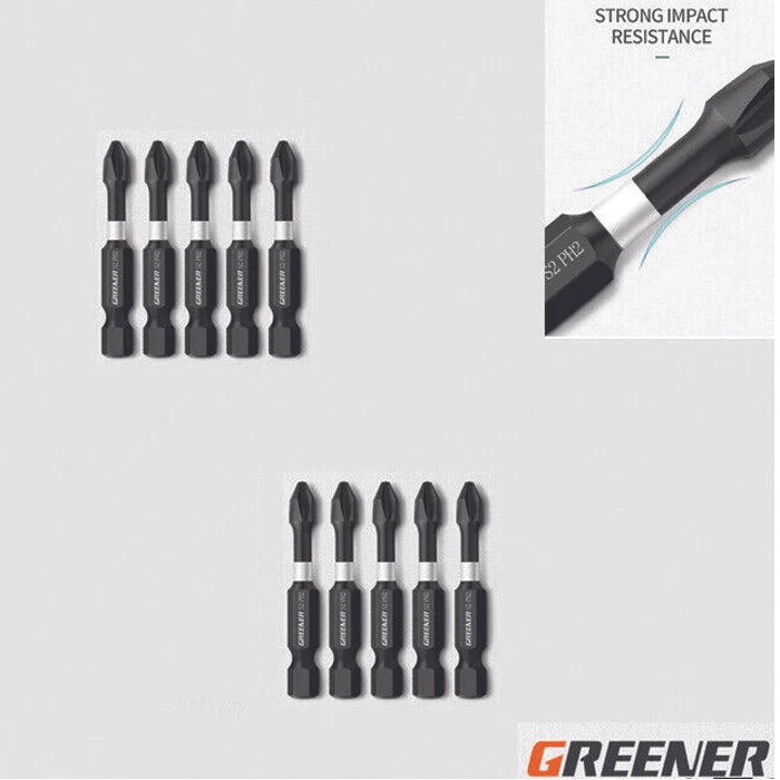 10x  2" Phillips Ph2 #2 Power Impact Bit Industrial magnetic  1/4 Hex 5x Strong