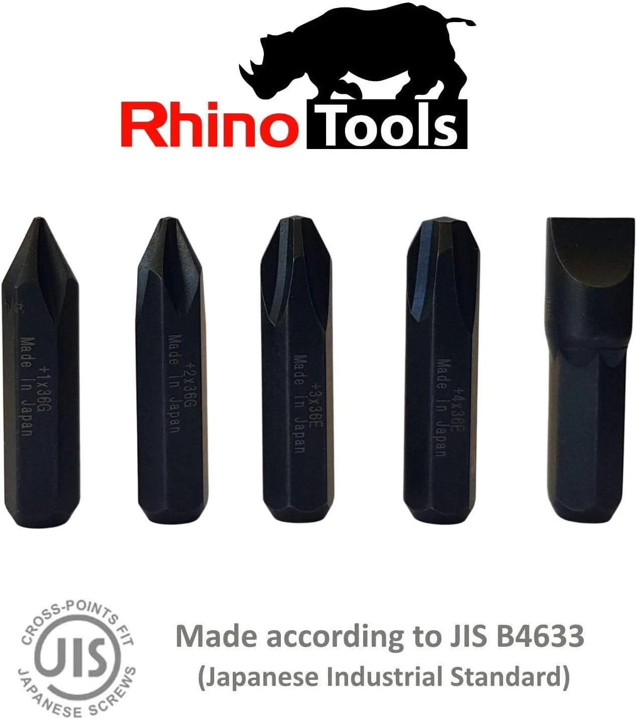 5/16" JIS Impact Screwdriver Bits | Made in Japan | +1 +2 +3 +4-10 (36Mm Long)