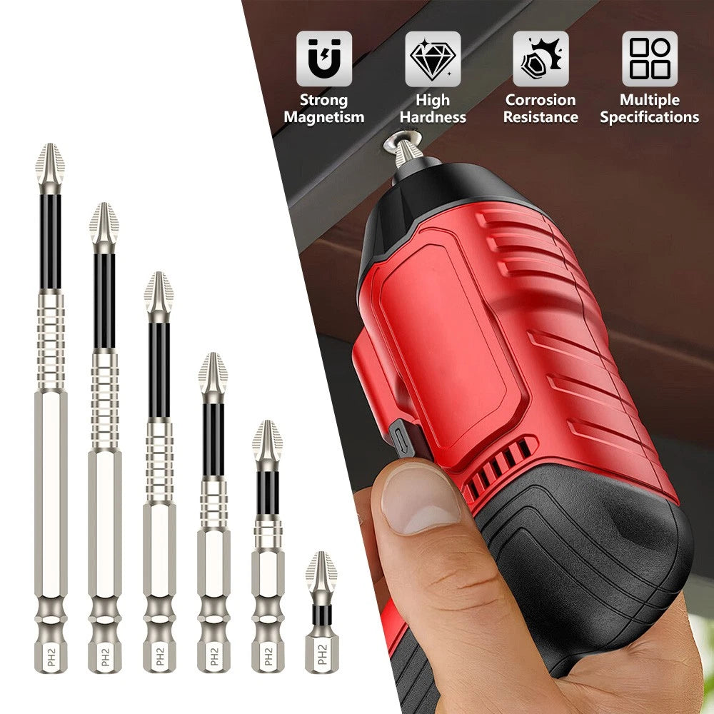 6pcs High-Magnetic Screwdriver Drill Bit Set Anti-Slip Magnetic Screwdriver Set