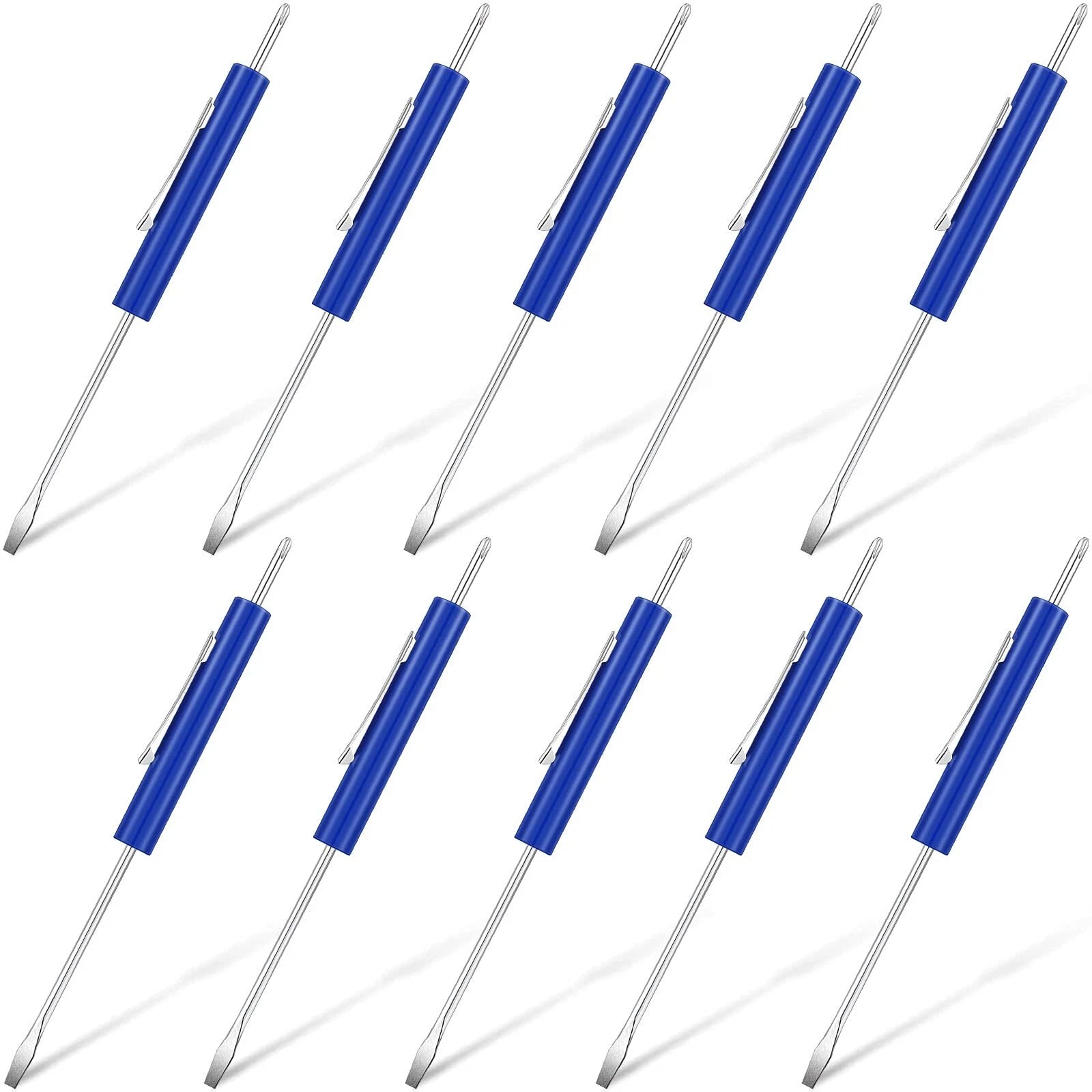 10 Pieces Pocket Screwdriver Set With Clip Double End And Slotted Twouse Screwdr