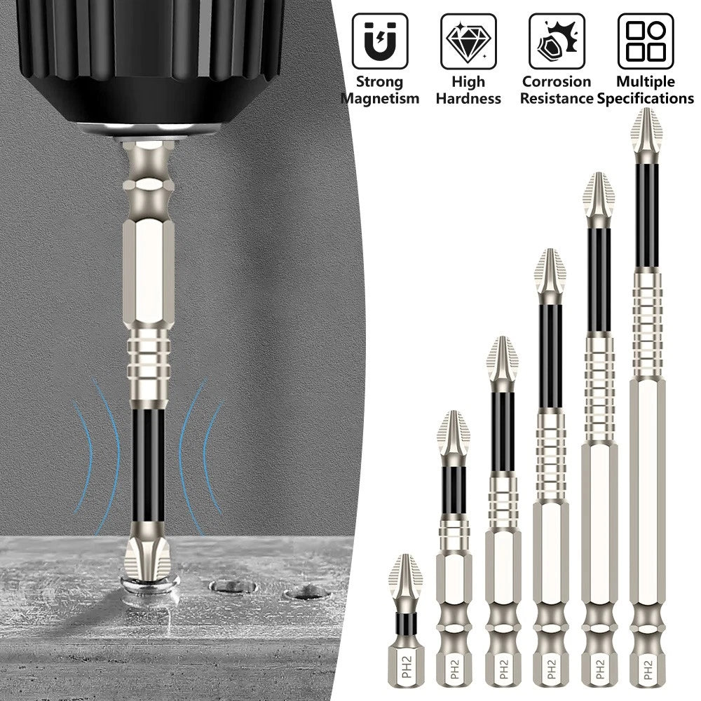 6pcs High-Magnetic Screwdriver Drill Bit Set Anti-Slip Magnetic Screwdriver Set