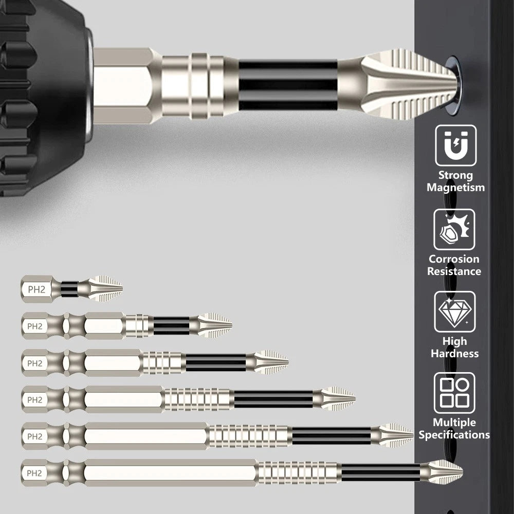 6pcs High-Magnetic Screwdriver Drill Bit Set Anti-Slip Magnetic Screwdriver Set