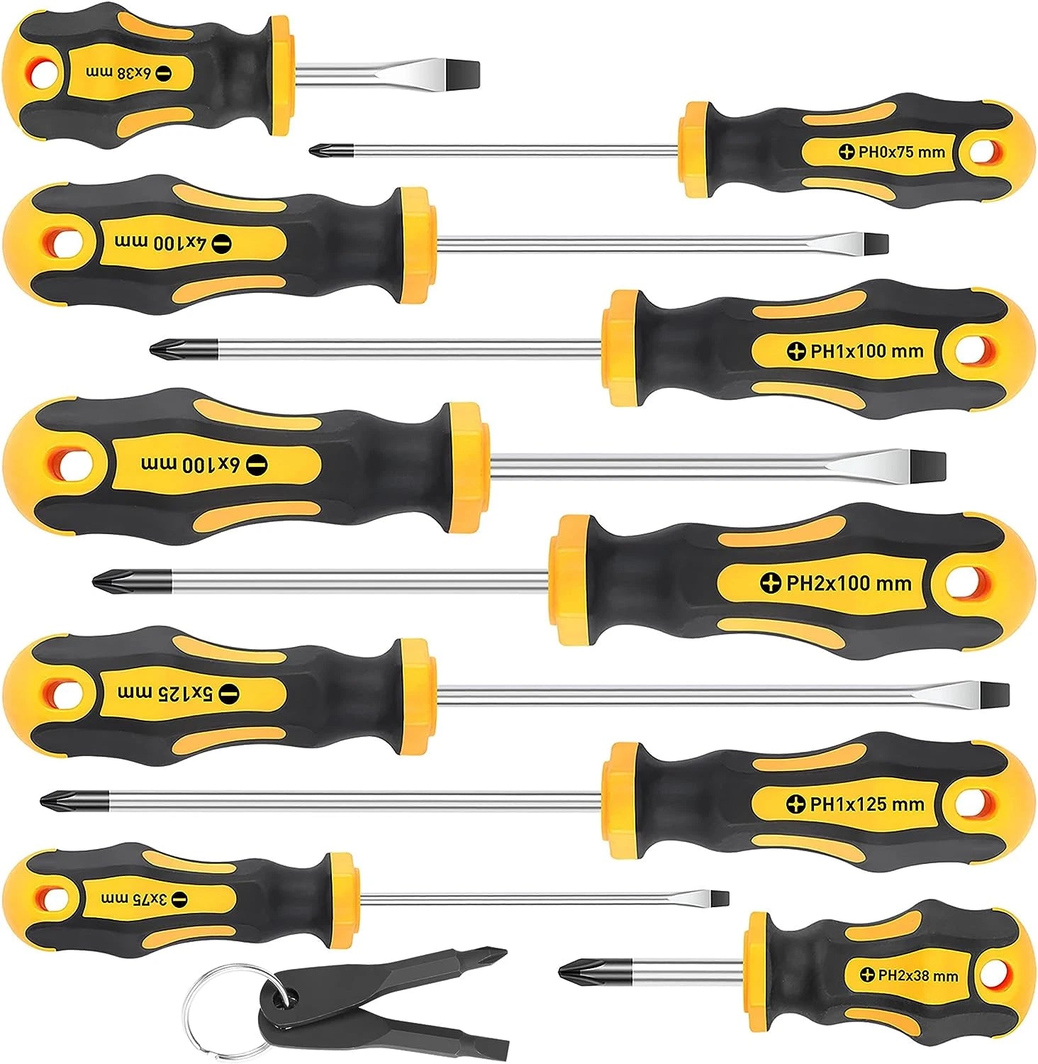 10Pcs Magnetic Screwdrivers Set,5 Phillips and 5 Slotted Tips Professional Cushi