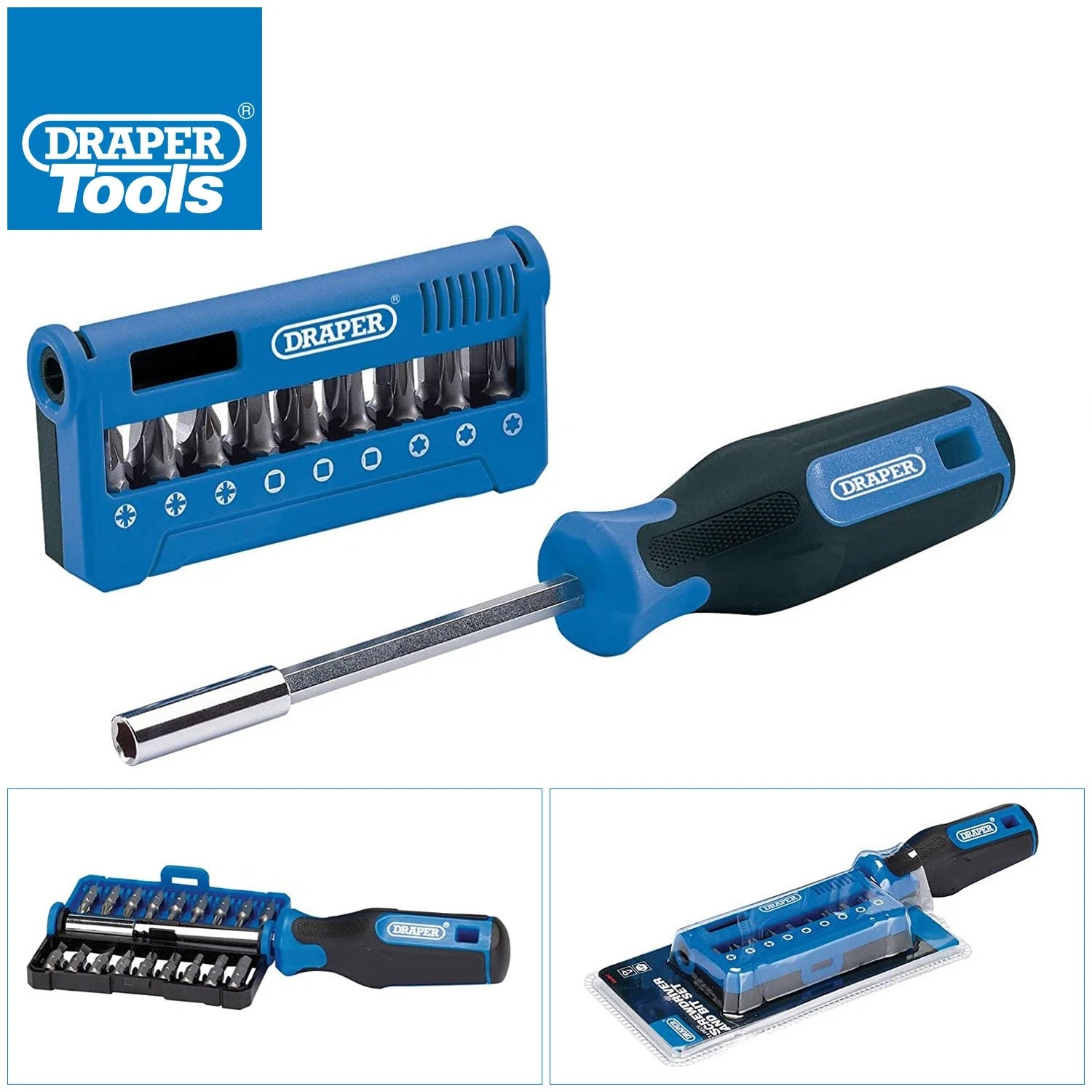 19pc Screwdriver & Multi Bit Set PZ PH TX Magnetic Holder + Case Draper 04497