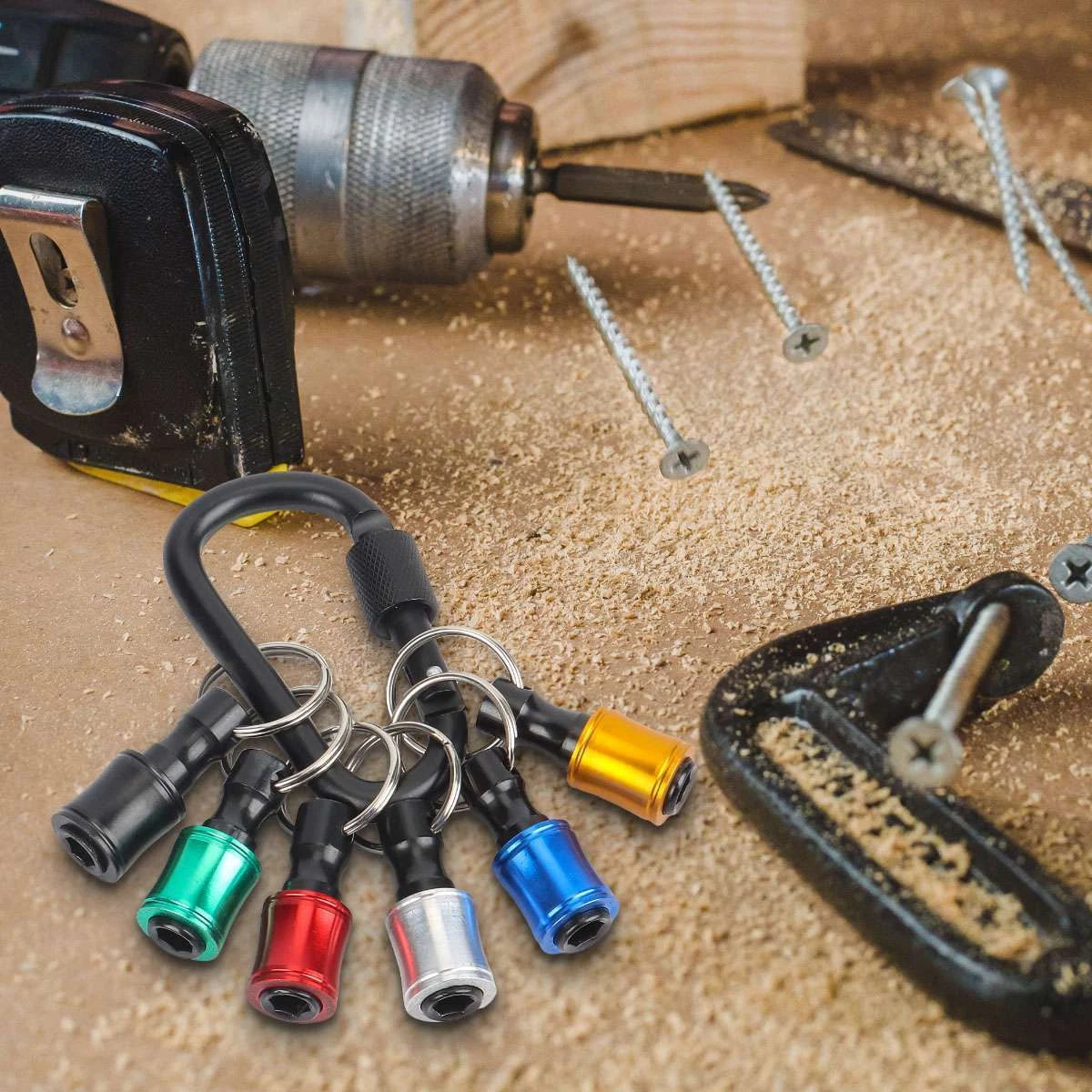 12PCS 1/4" Hex Shank Quick Release Keychain Screwdriver Drill Bit Holder Bit Set