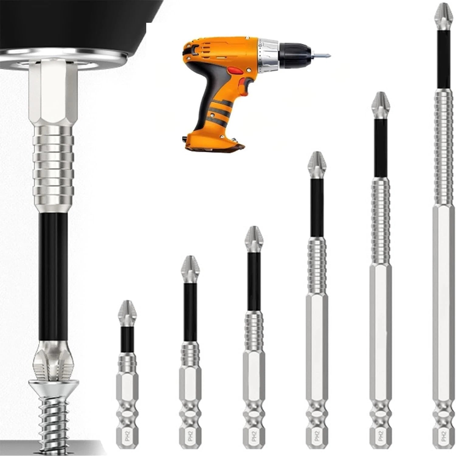 6pcs High-Magnetic Screwdriver Drill Bit Set Anti-Slip Magnetic Screwdriver Set