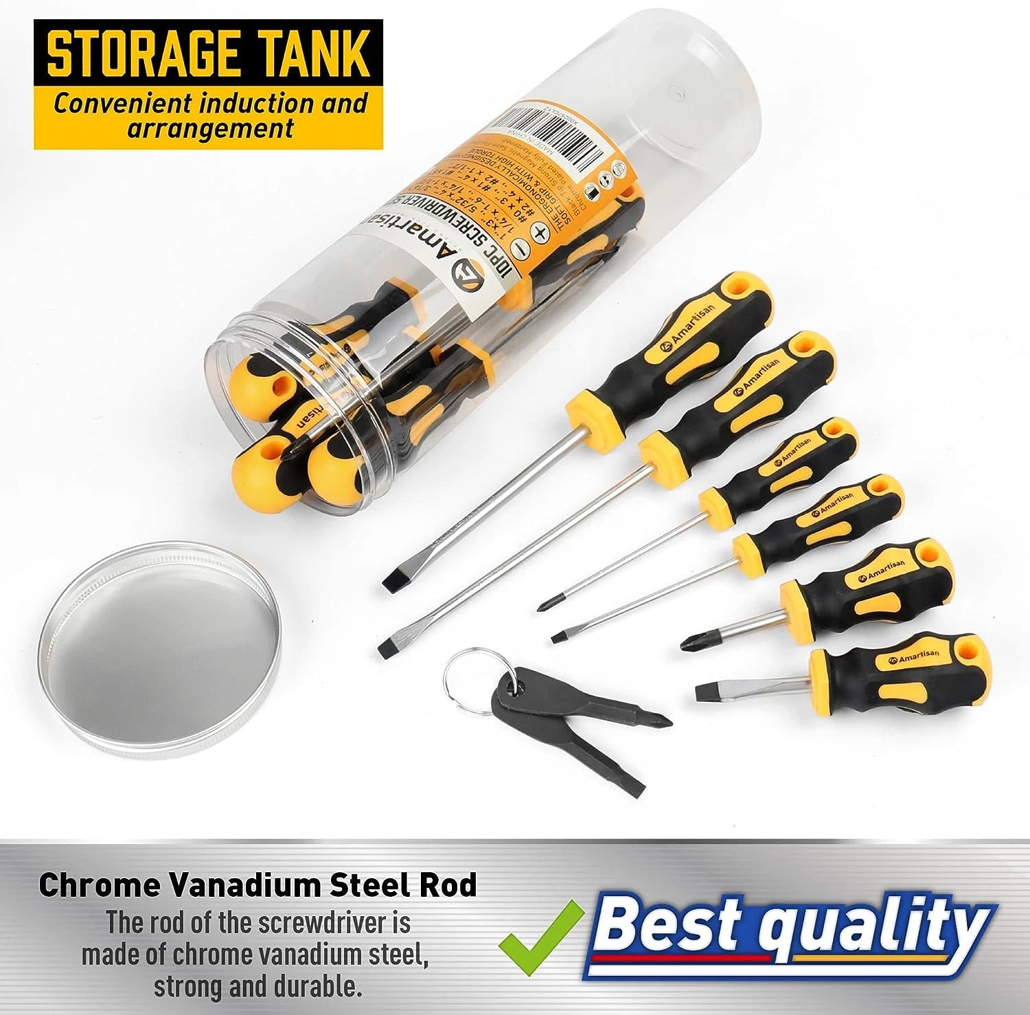 10Pcs Magnetic Screwdrivers Set,5 Phillips and 5 Slotted Tips Professional Cushi