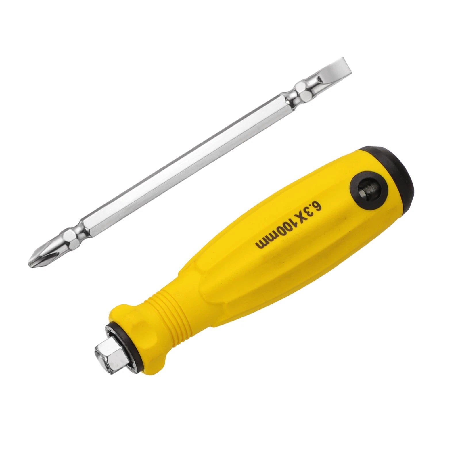 2 in 1 Screwdriver PH2 Phillips & SL3 Slotted Magnetic Screwdrivers, Yellow
