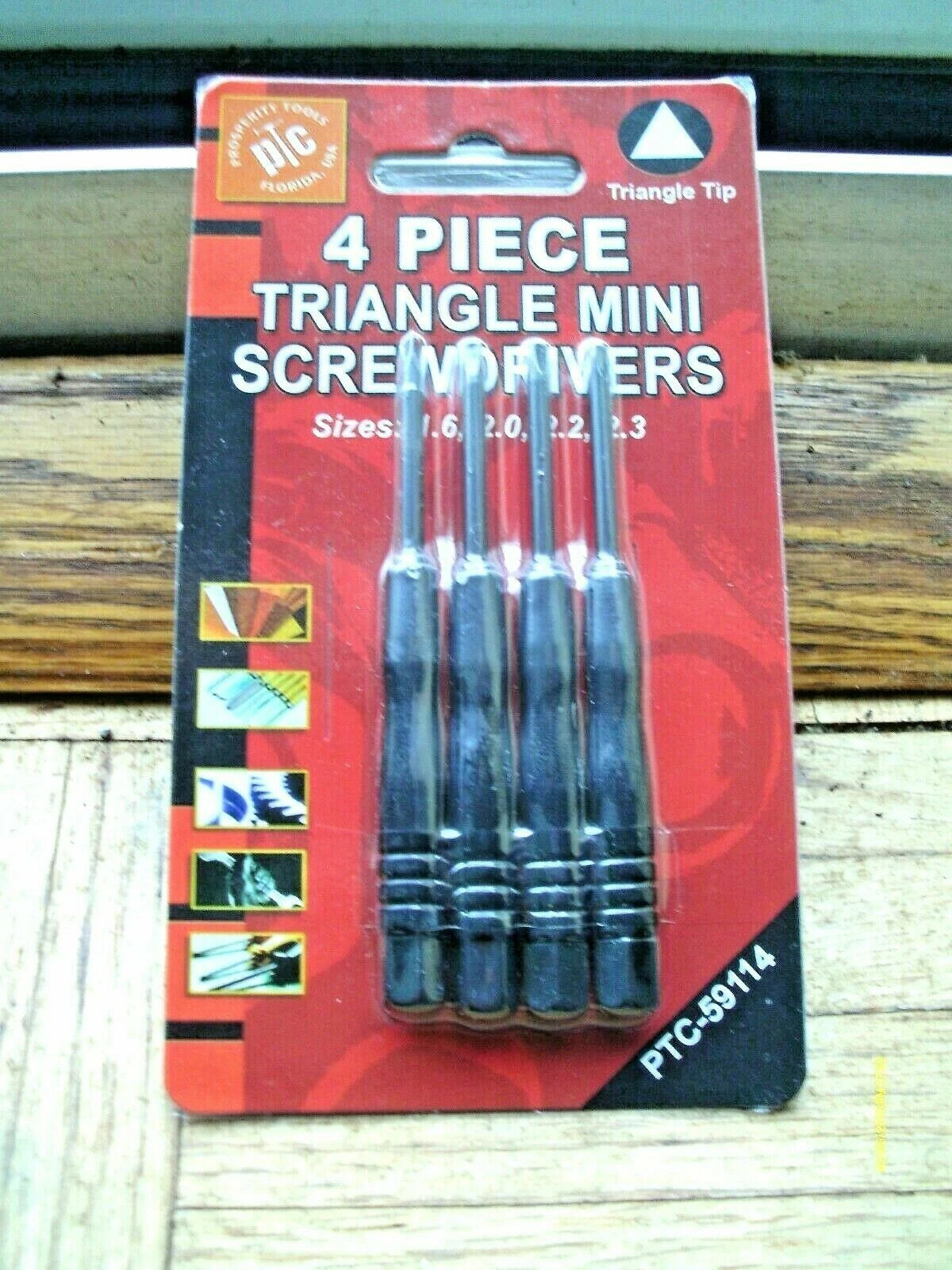 4 Piece Triangle Screwdriver SET with Hex Handle sizes: 1.6, 2.0, 2.2, 2.3 mm