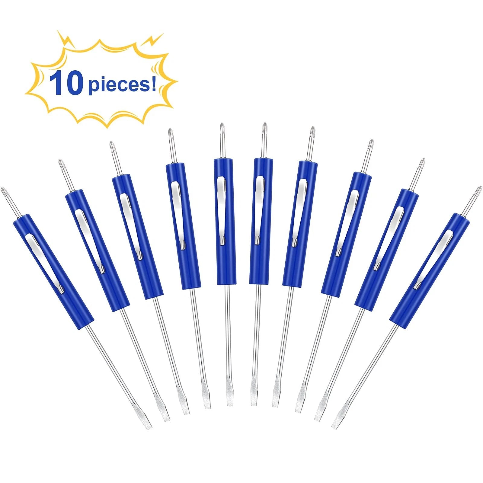 10 Pieces Pocket Screwdriver Set With Clip Double End And Slotted Twouse Screwdr