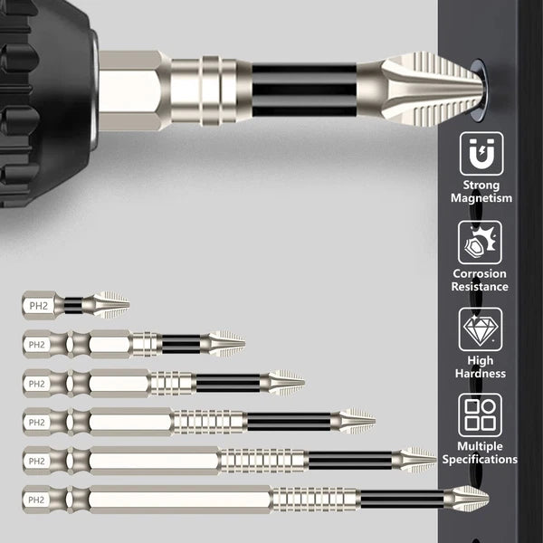 6pcs High-Magnetic Screwdriver Drill Bit Set Anti-Slip Magnetic Screwdriver Set
